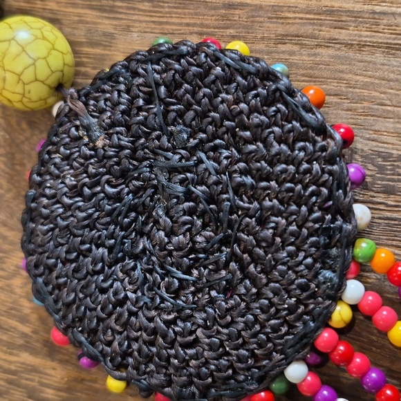 Colorful Bohemian Beaded Fringe Keychain Bag Charm Antique Bronze Hardware - Picture 8 of 8